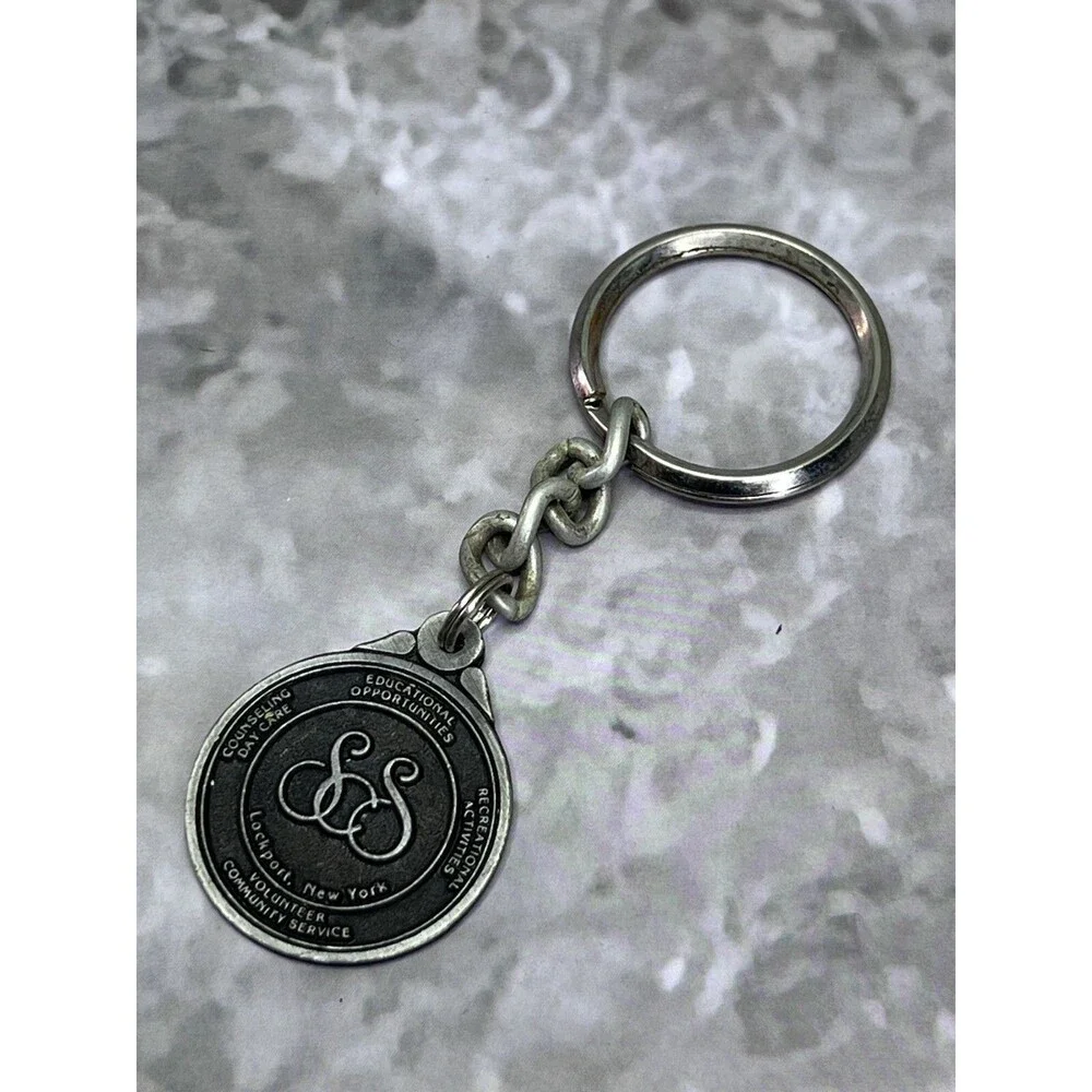 SCS Lockport New York Volunteer Community Services Vintage Keychain Keyring
